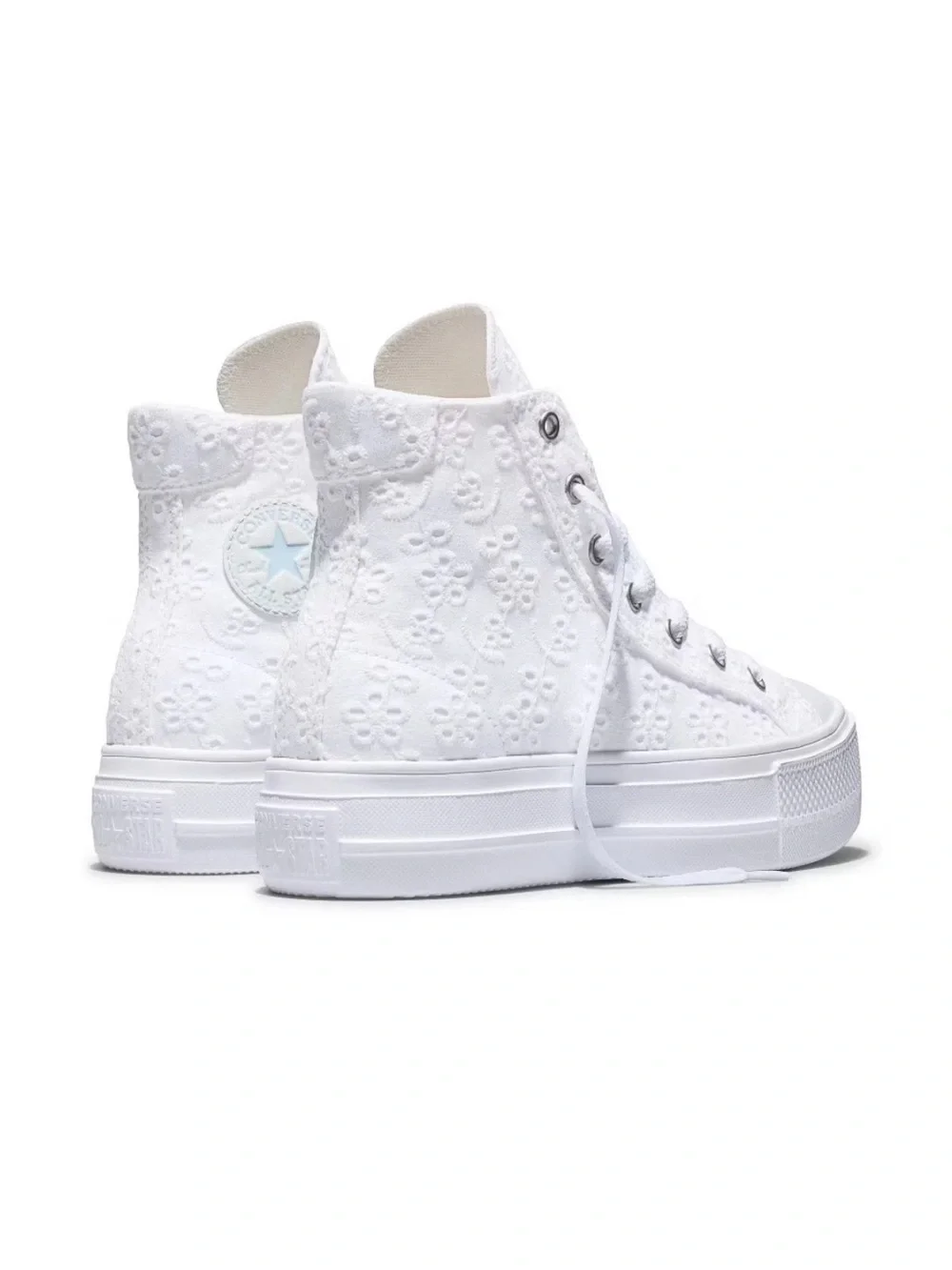 Kids White High-Top Lace Sneakers- Converse